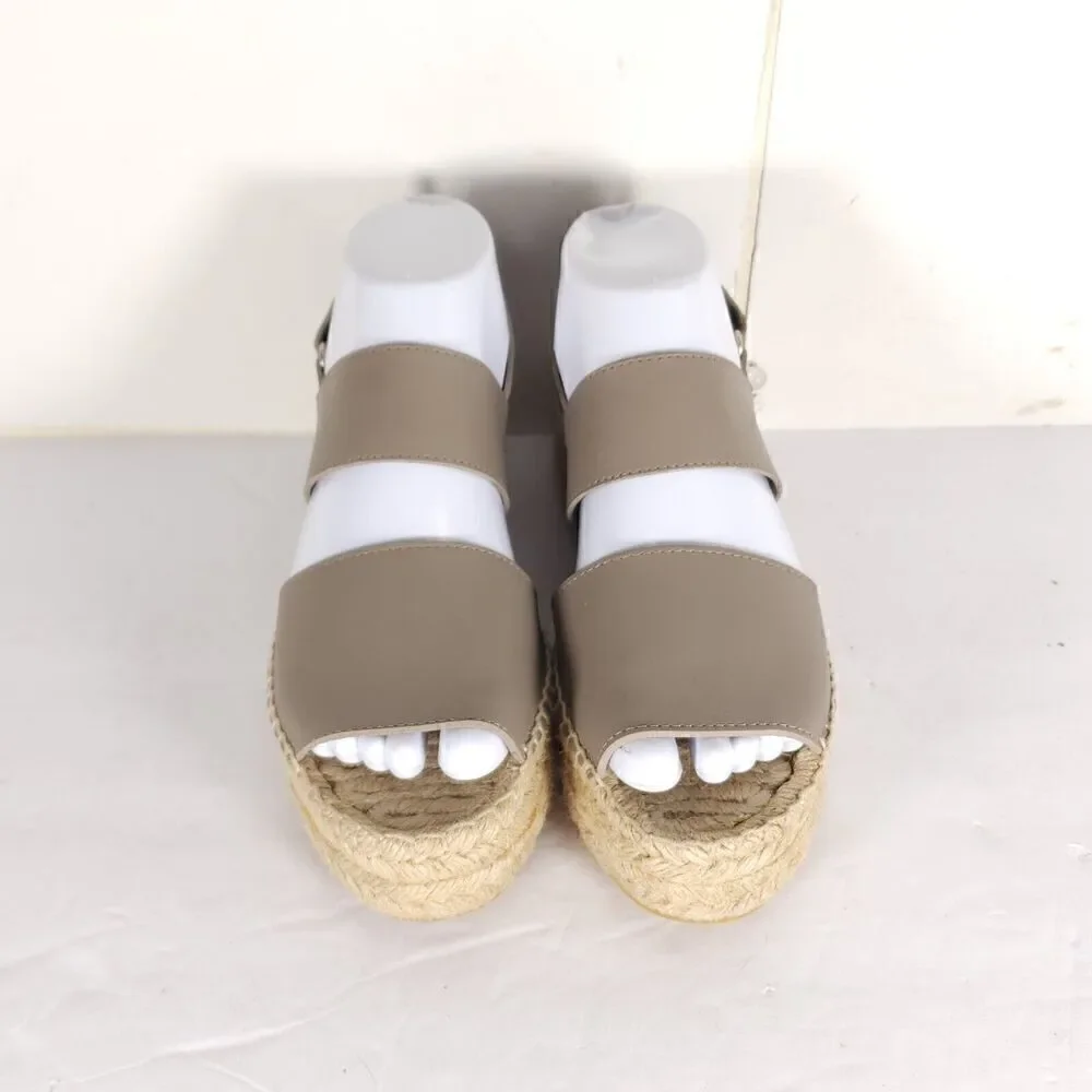 Vince Women's Emilia US 6M Taupe Leather Platform Espadrille Slingback sandals